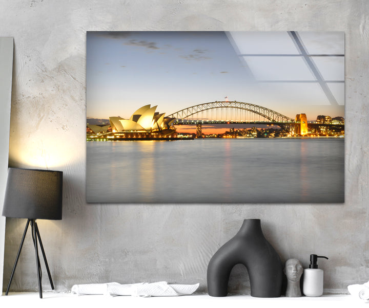 Sydney Harbour Glass Wall Art – Iconic Australian Landmark with Opera House & Harbour Bridge