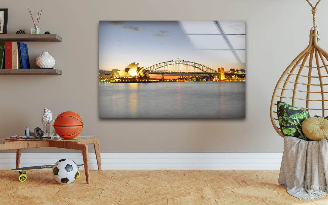 Sydney Harbour Glass Wall Art – Iconic Australian Landmark with Opera House & Harbour Bridge