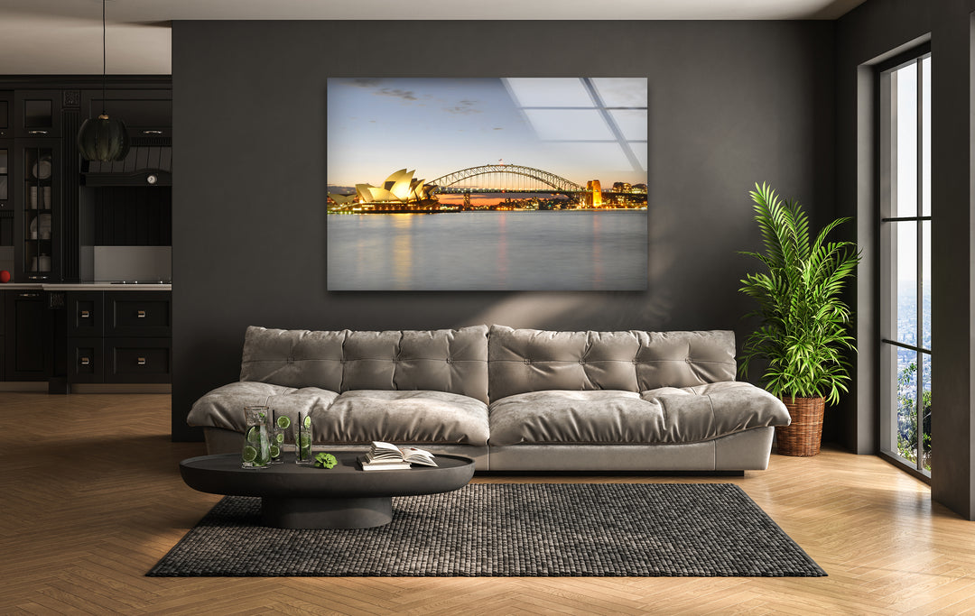 Sydney Harbour Glass Wall Art – Iconic Australian Landmark with Opera House & Harbour Bridge