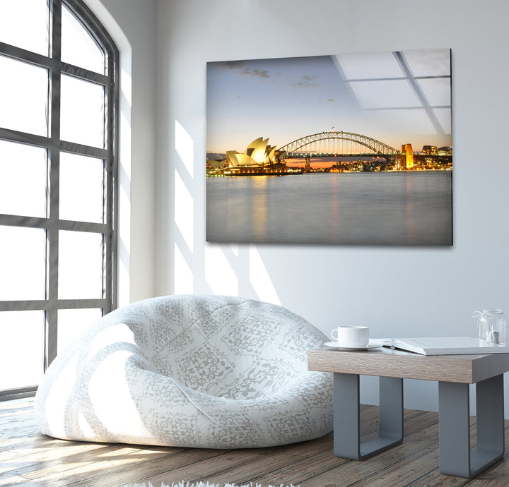 Sydney Harbour Glass Wall Art – Iconic Australian Landmark with Opera House & Harbour Bridge