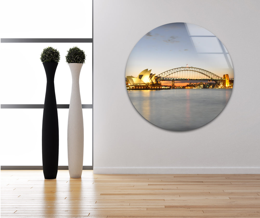 Sydney Harbour Glass Wall Art – Iconic Australian Landmark with Opera House & Harbour Bridge