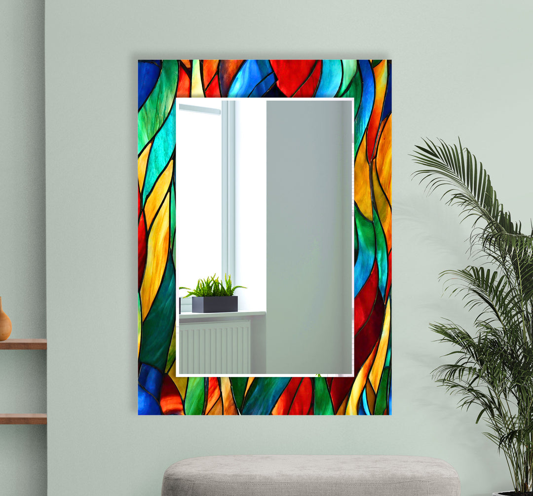 Stained Wavy Lines Wall Mirror Large Wall Mirror
