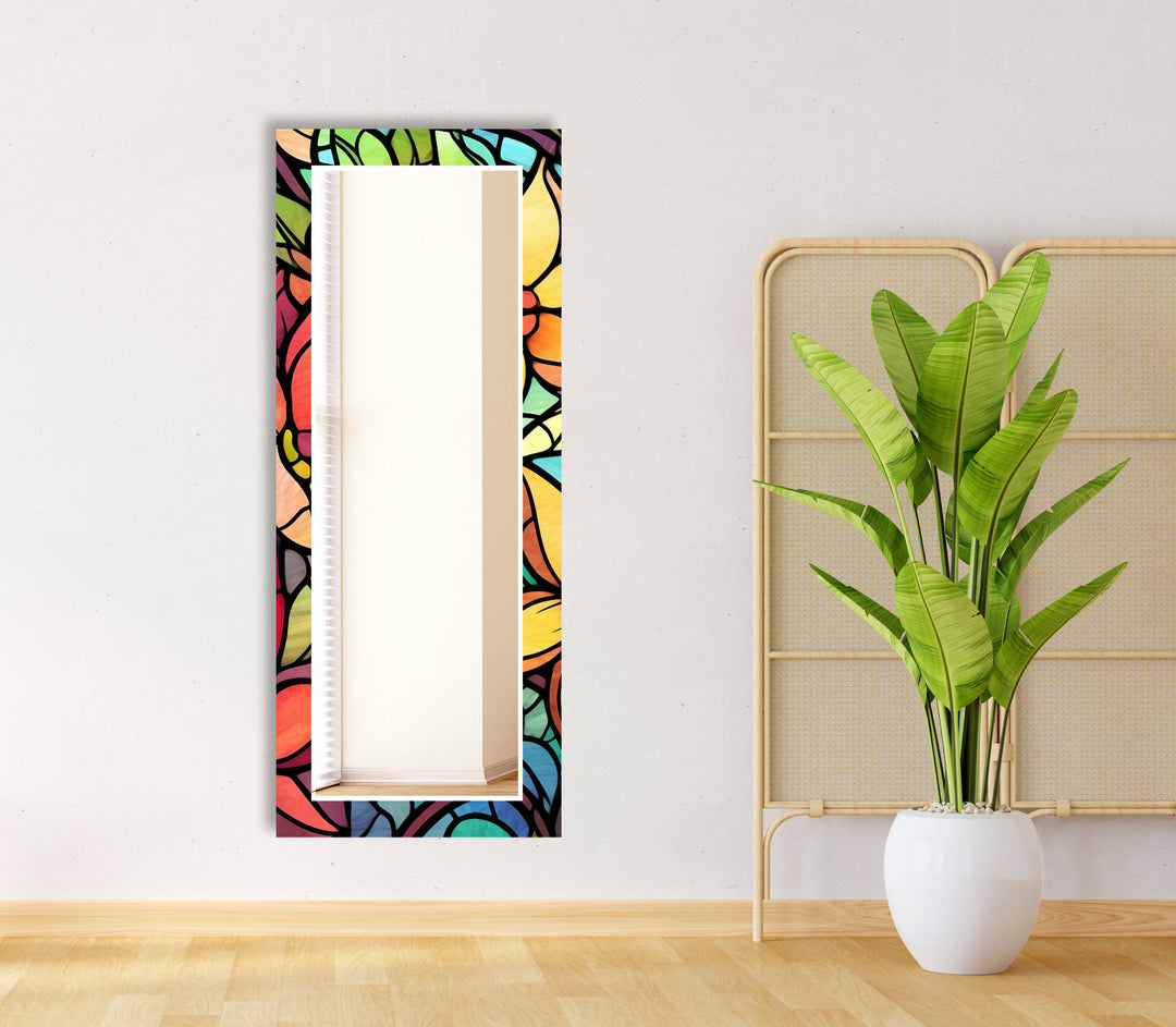 Stained Leaves Colored Wall Mirror Abstract Mirror
