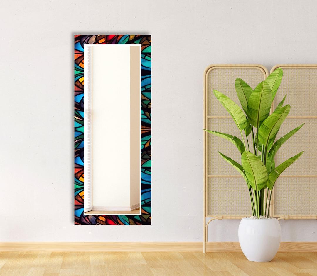 Pattern of Leaves Stained Wall Mirror Long Wall Mirror
