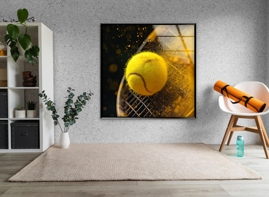 Tennis & Racket Glass Wall Art glass pictures for Wall, glass prints wall art
