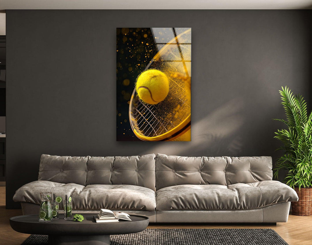 Tennis & Racket Glass Wall Art stained glass wall art, stained glass wall decor
