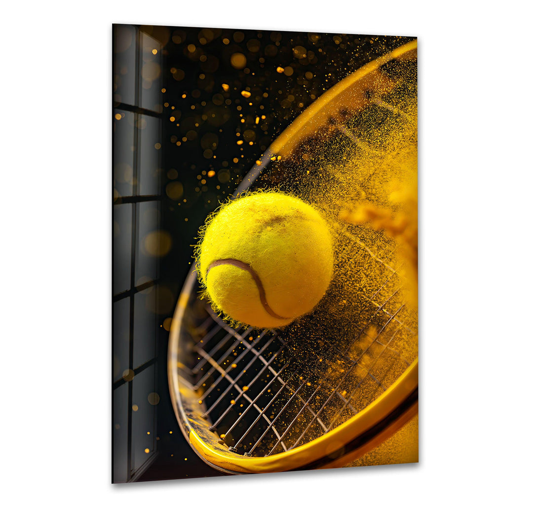 Tennis & Racket Glass Wall Art glass wall decor, glass wall art decor
