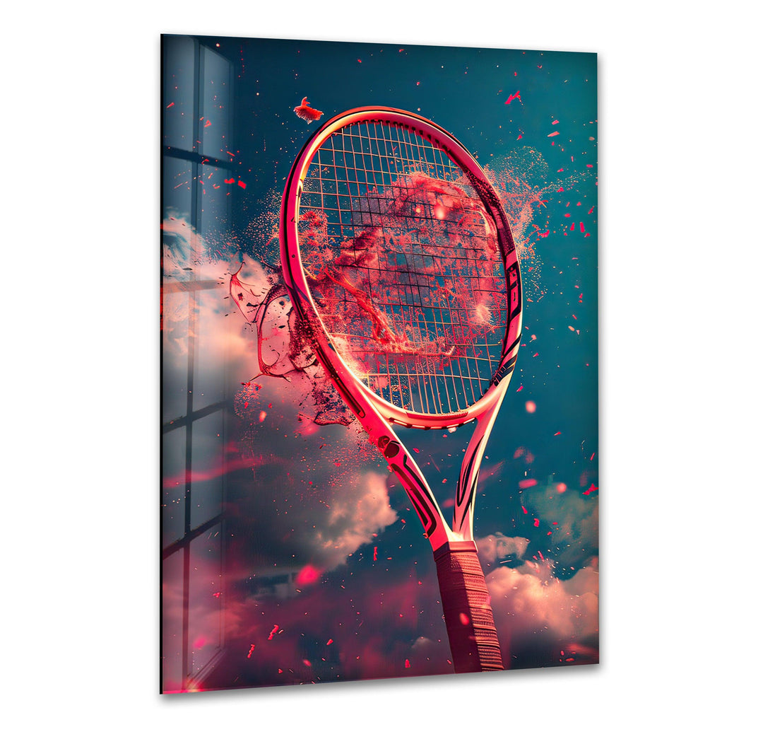 Red Tennis Racket Glass Wall Art Glass Printing Wall Art, Print photos on glass
