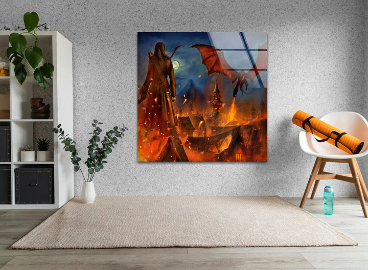 The Hobbit Dragon Smaug Glass Wall Art print on glass, glass printed photos
