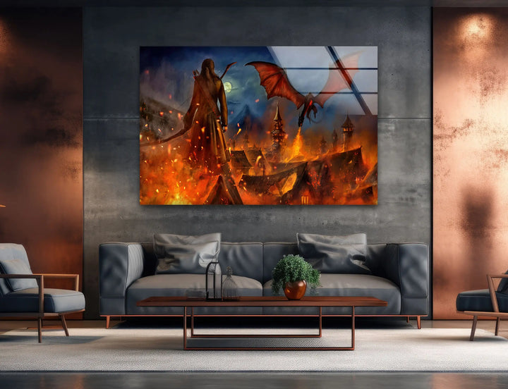 The Hobbit Dragon Smaug Glass Wall Art picture on glass wall art, photos printed on glass
