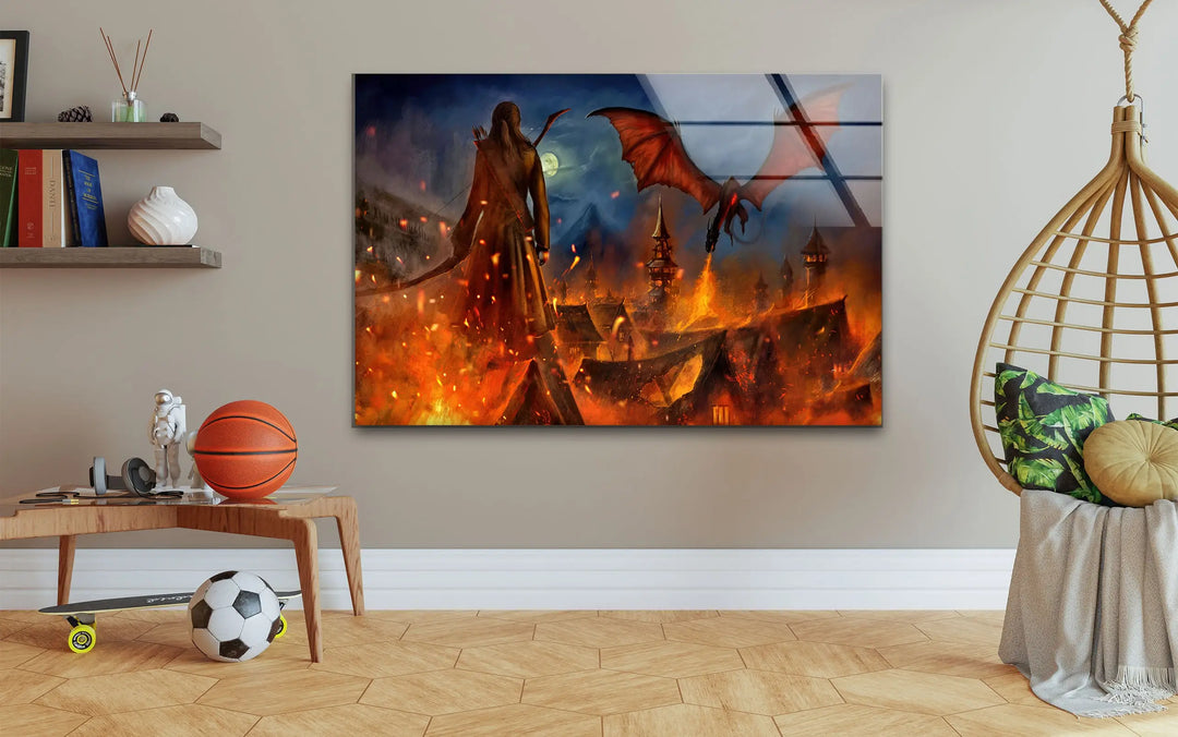 The Hobbit Dragon Smaug Glass Wall Art large glass photo prints, glass wall photos
