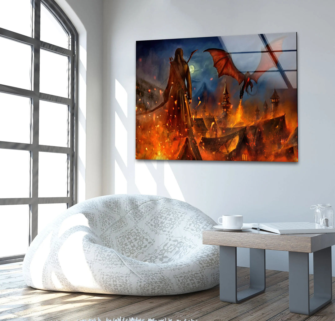 The Hobbit Dragon Smaug Glass Wall Art glass pictures for Wall, glass prints wall art
