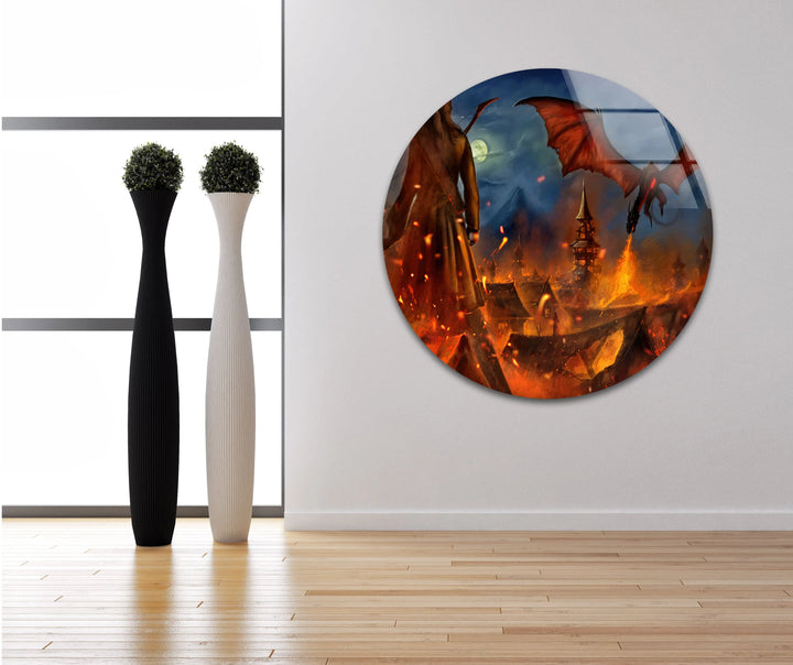 The Hobbit Dragon Smaug Glass Wall Art custom glass photo prints, large glass prints
