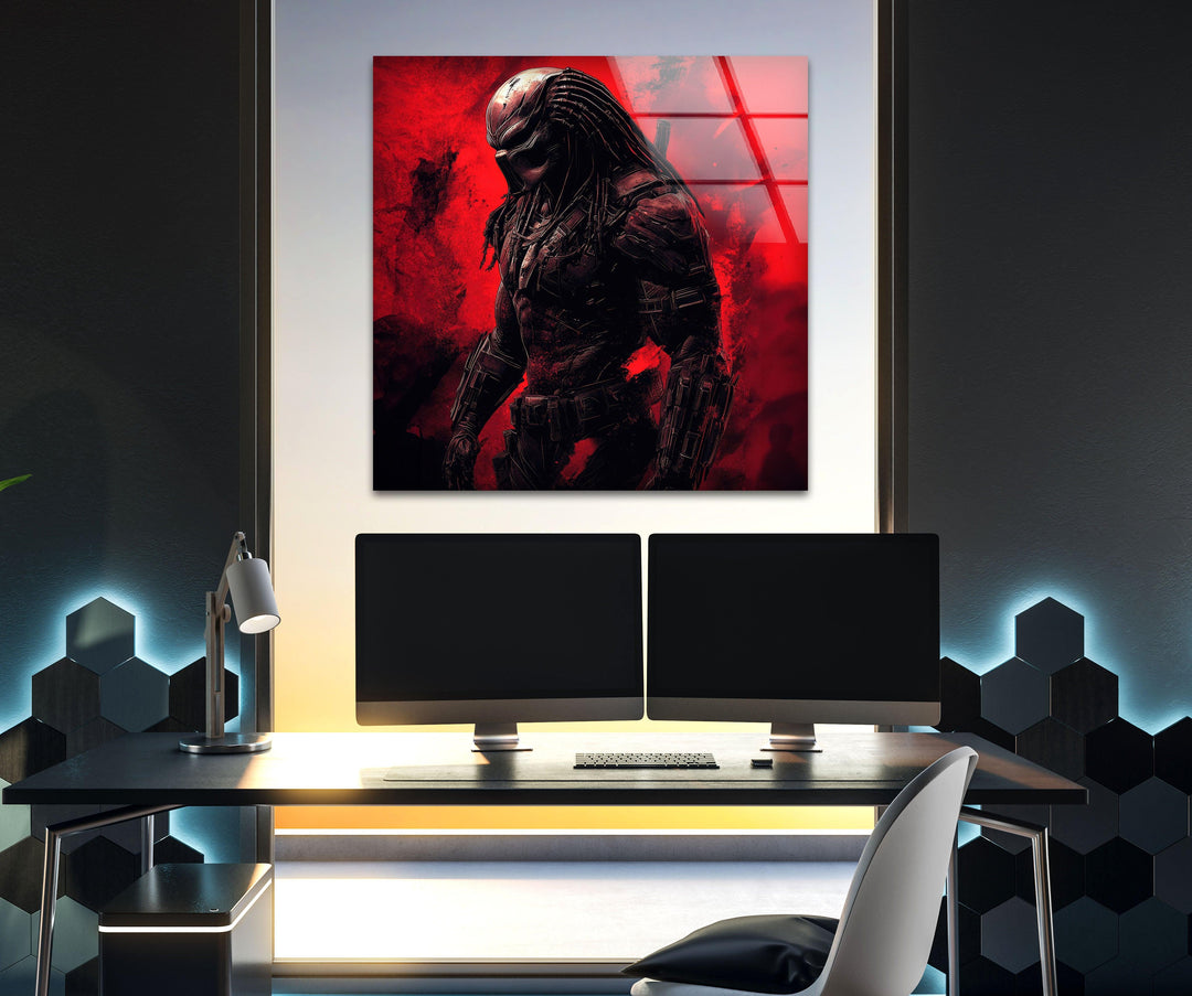 The Predator Red Glass Wall Art custom glass pictures, glass art prints
