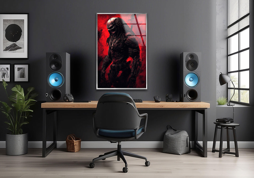 The Predator Red Glass Wall Art photo print on glass, prints on glass wall art
