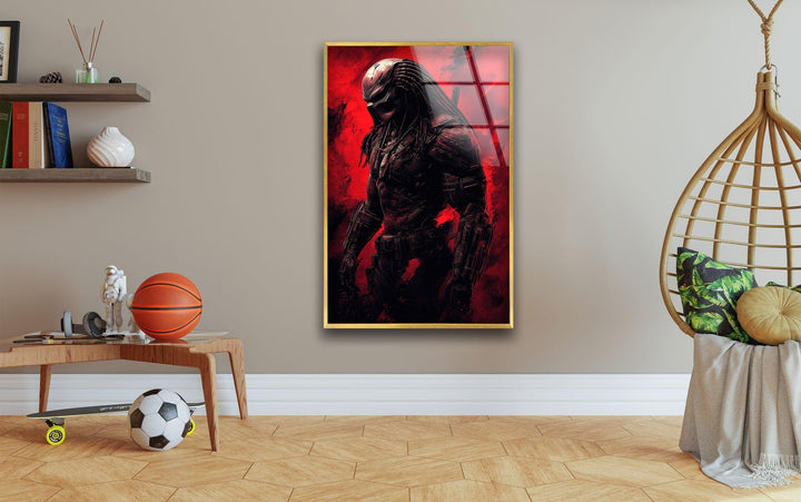 The Predator Red Glass Wall Art picture on glass wall art, photos printed on glass
