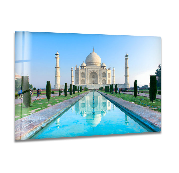 Taj Mahal Glass Wall Art – Majestic Reflection of India’s Iconic Landmark