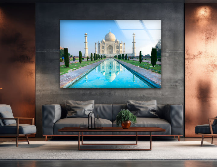 Taj Mahal Glass Wall Art – Majestic Reflection of India’s Iconic Landmark