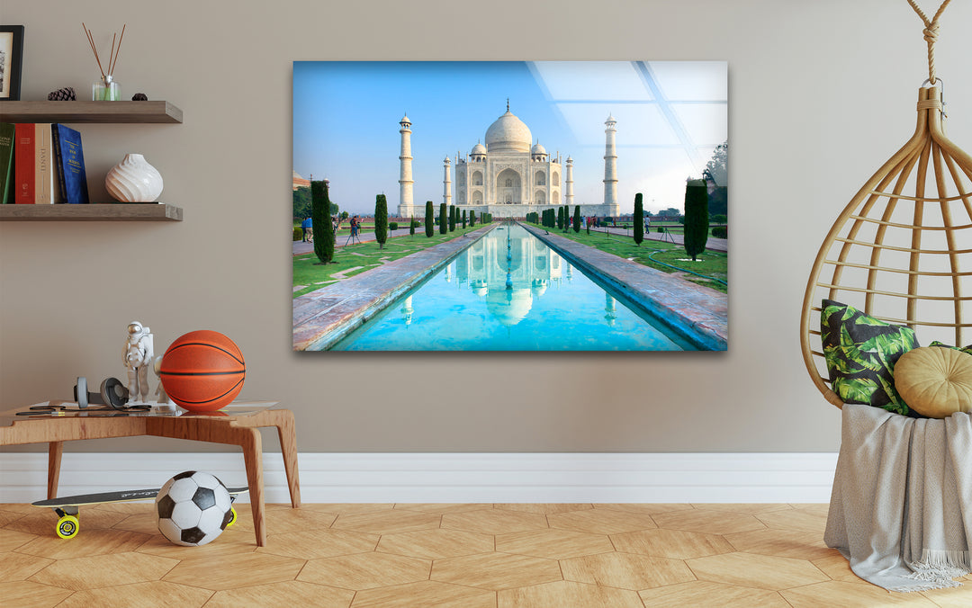 Taj Mahal Glass Wall Art – Majestic Reflection of India’s Iconic Landmark