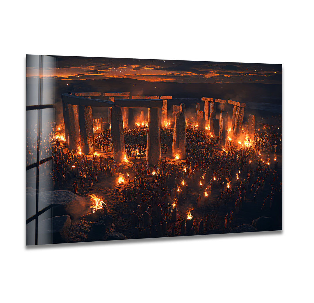 Stonehenge Glass Wall Art - Nighttime Ritual