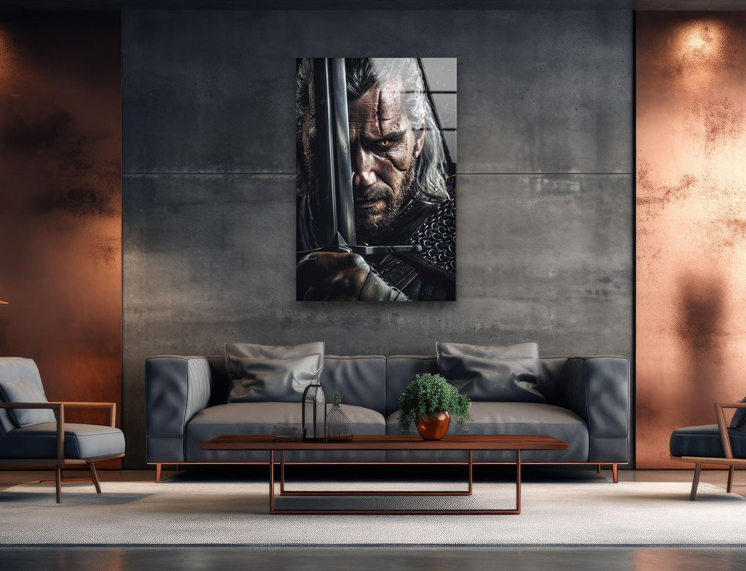 The Witcher Geralt Portrait Glass Wall Art glass wall decor, glass wall art decor
