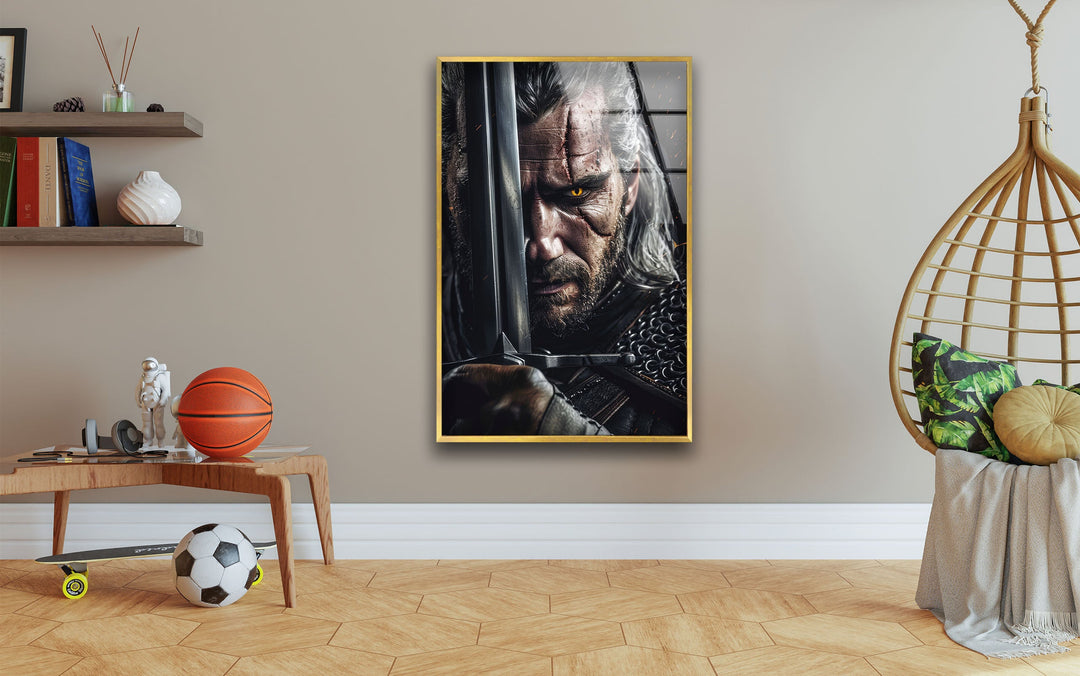 The Witcher Geralt Portrait Glass Wall Art glass art painting, glass art for the Wall
