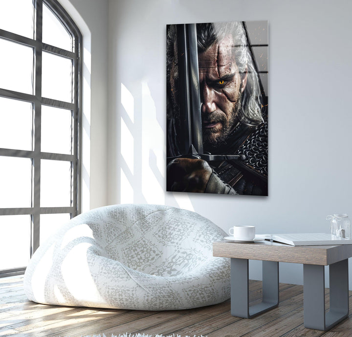 The Witcher Geralt Portrait Glass Wall Art art glass wall art, glass wall art pictures
