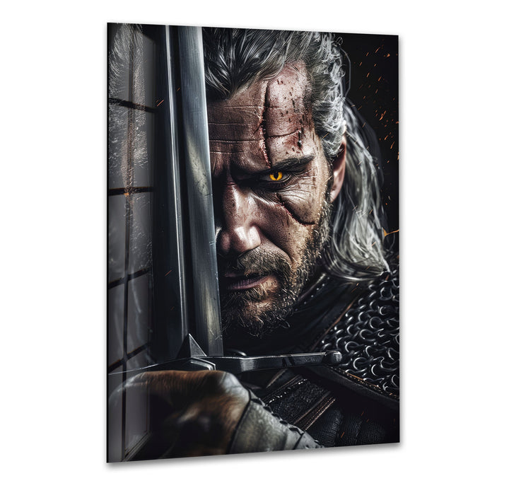 The Witcher Geralt Portrait Glass Wall Art photo print on glass, prints on glass wall art
