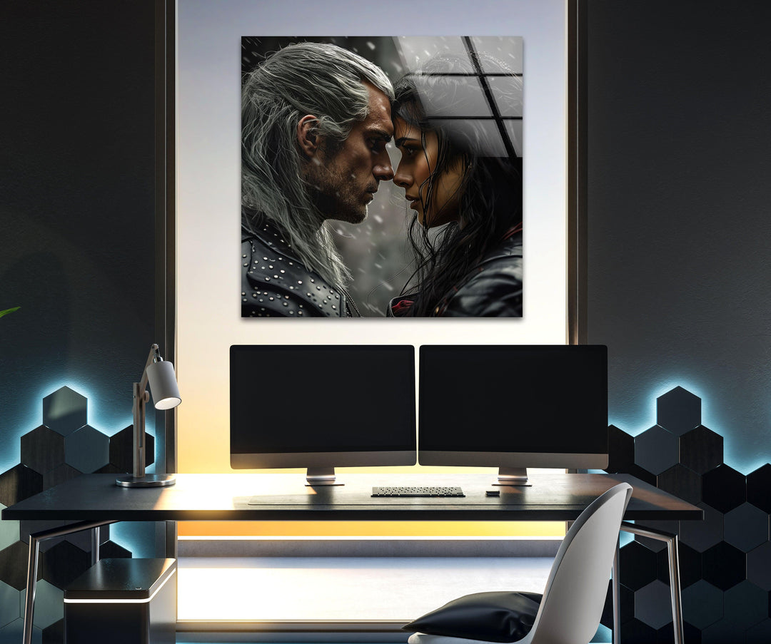 The Witcher Geralt & Yennefer Glass Wall Art print on glass, glass printed photos
