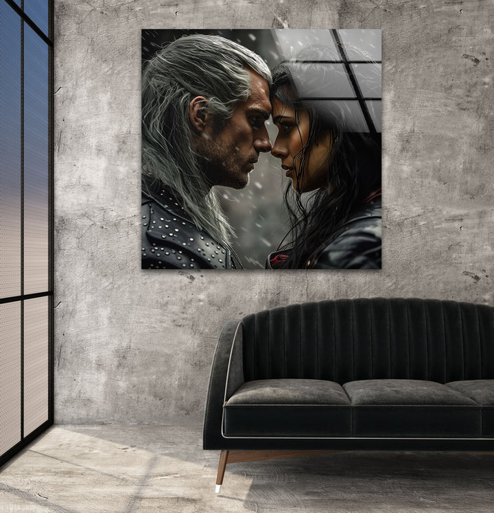 The Witcher Geralt & Yennefer Glass Wall Art custom glass photo prints, large glass prints
