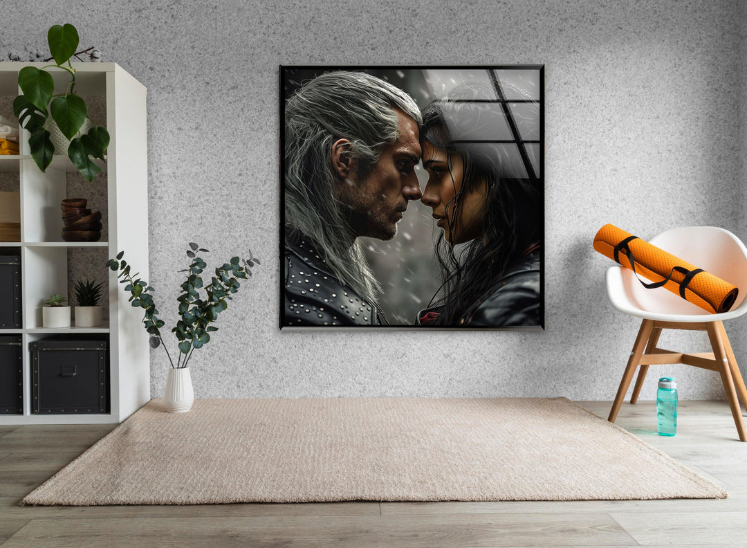 The Witcher Geralt & Yennefer Glass Wall Art picture on glass wall art, photos printed on glass
