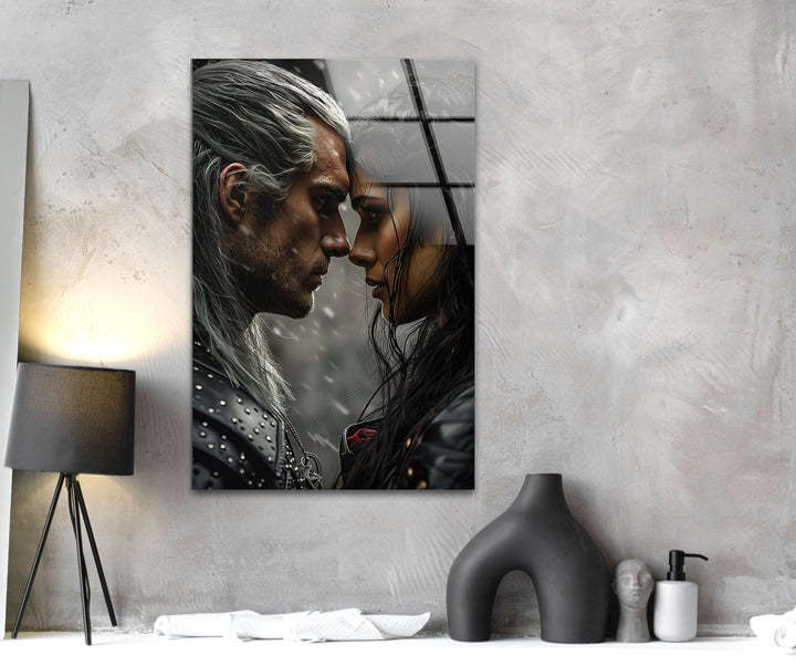 The Witcher Geralt & Yennefer Glass Wall Art stained glass wall art, stained glass wall decor
