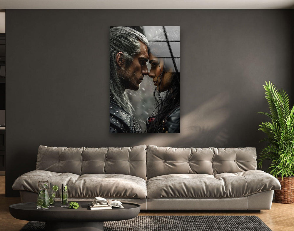 The Witcher Geralt & Yennefer Glass Wall Art custom glass pictures, glass art prints
