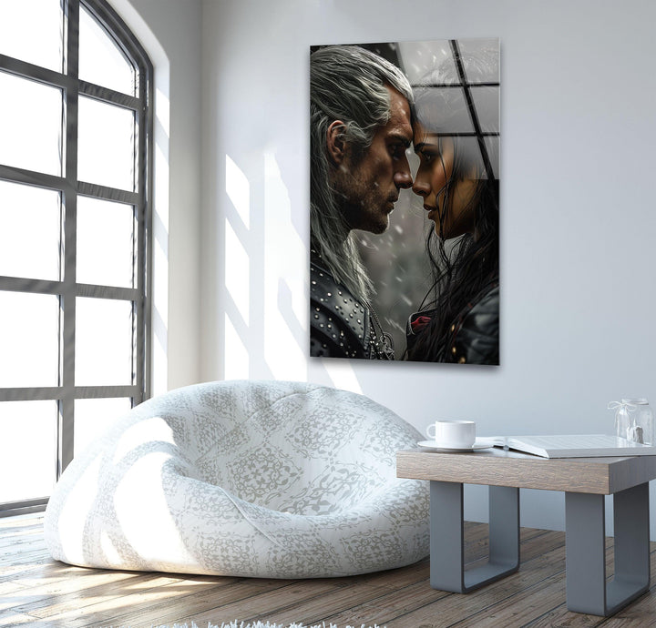 The Witcher Geralt & Yennefer Glass Wall Art photo print on glass, prints on glass wall art
