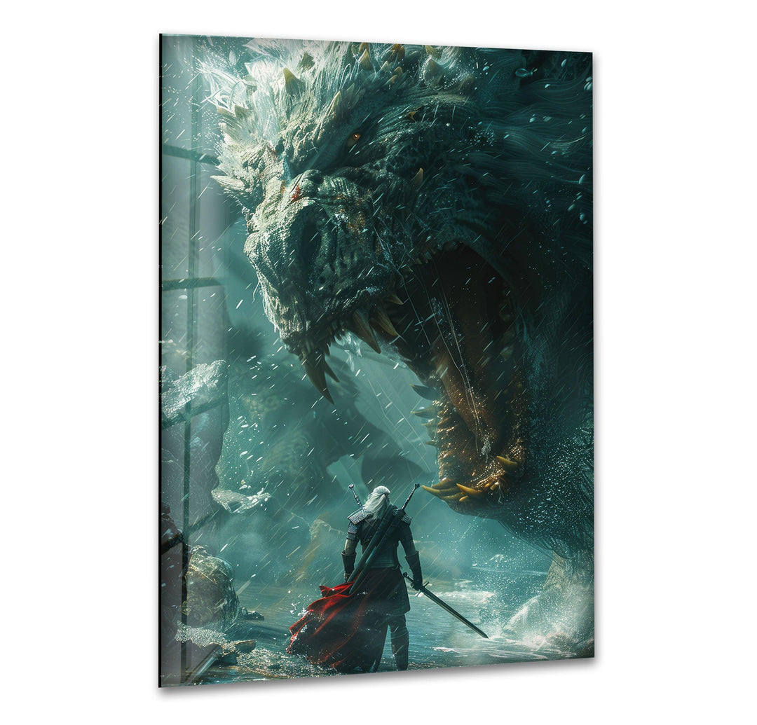 The Witcher Geralt & Boss Glass Wall Art print picture on glass, Tempered Glass Wall Art
