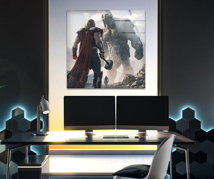 Thor vs Enemy Glass Wall Art print on glass, glass printed photos
