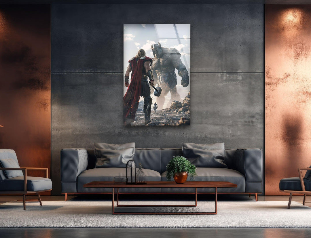 Thor vs Enemy Glass Wall Art glass image printing, glass prints from photos
