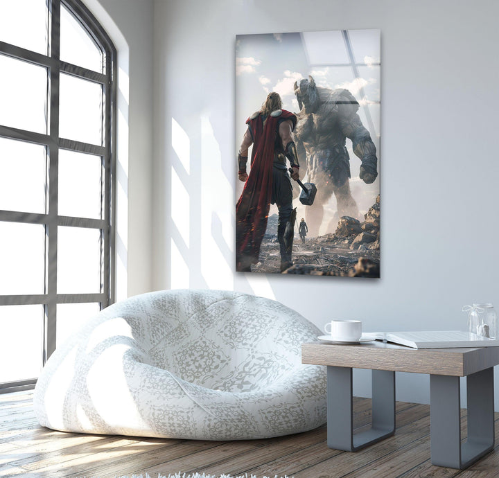 Thor vs Enemy Glass Wall Art photo print on glass, prints on glass wall art
