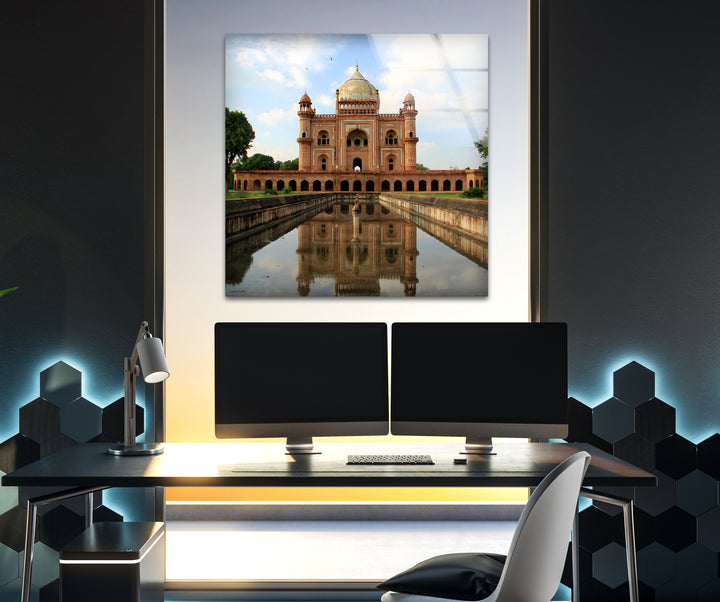 Humayun’s Tomb Glass Wall Art – Majestic Reflection of Delhi’s Iconic Mughal Landmark