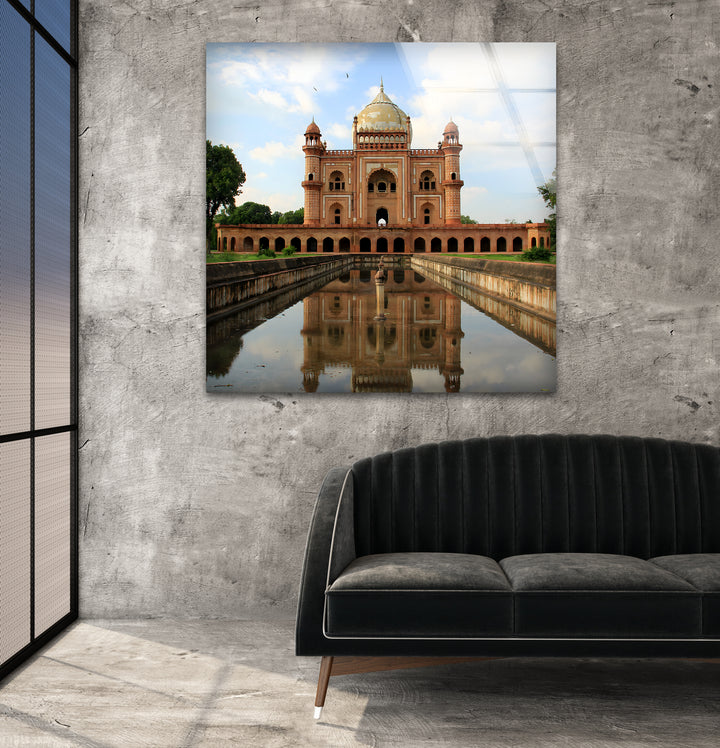 Humayun’s Tomb Glass Wall Art – Majestic Reflection of Delhi’s Iconic Mughal Landmark