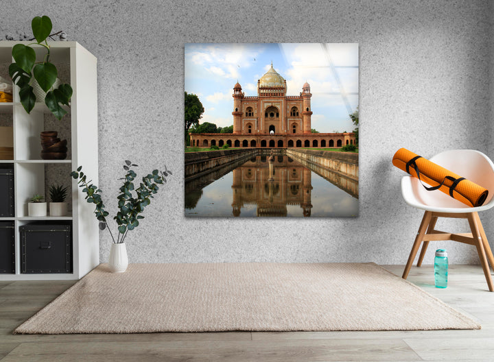 Humayun’s Tomb Glass Wall Art – Majestic Reflection of Delhi’s Iconic Mughal Landmark