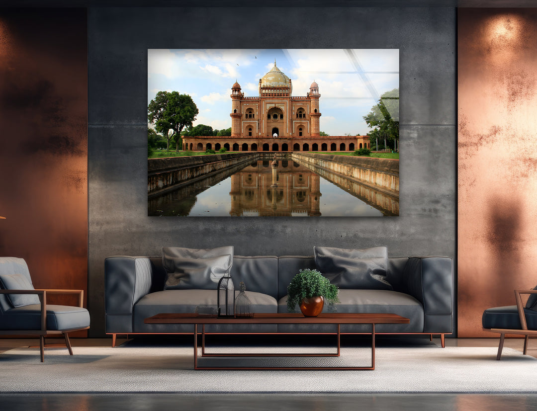 Humayun’s Tomb Glass Wall Art – Majestic Reflection of Delhi’s Iconic Mughal Landmark