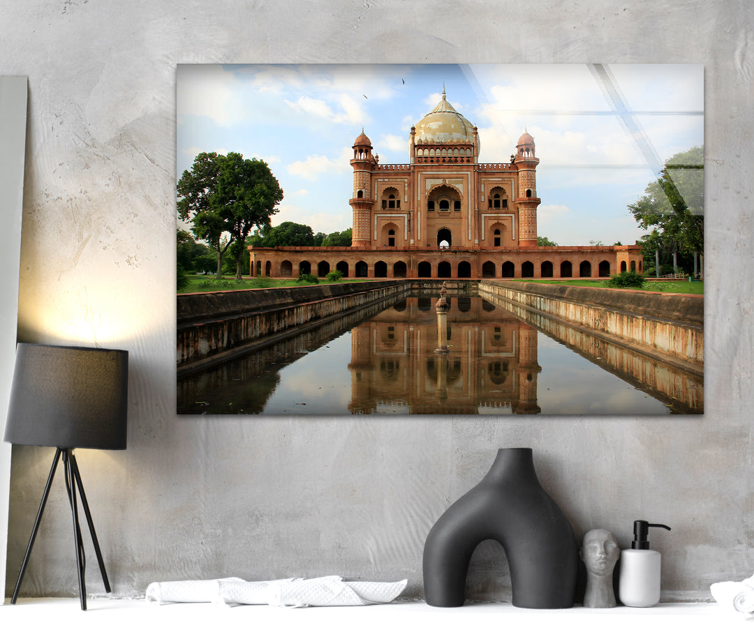 Humayun’s Tomb Glass Wall Art – Majestic Reflection of Delhi’s Iconic Mughal Landmark