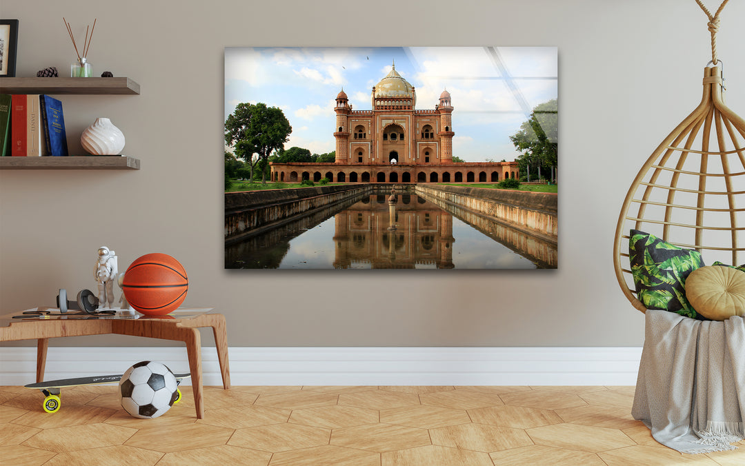 Humayun’s Tomb Glass Wall Art – Majestic Reflection of Delhi’s Iconic Mughal Landmark