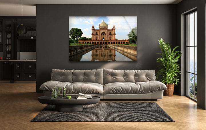 Humayun’s Tomb Glass Wall Art – Majestic Reflection of Delhi’s Iconic Mughal Landmark