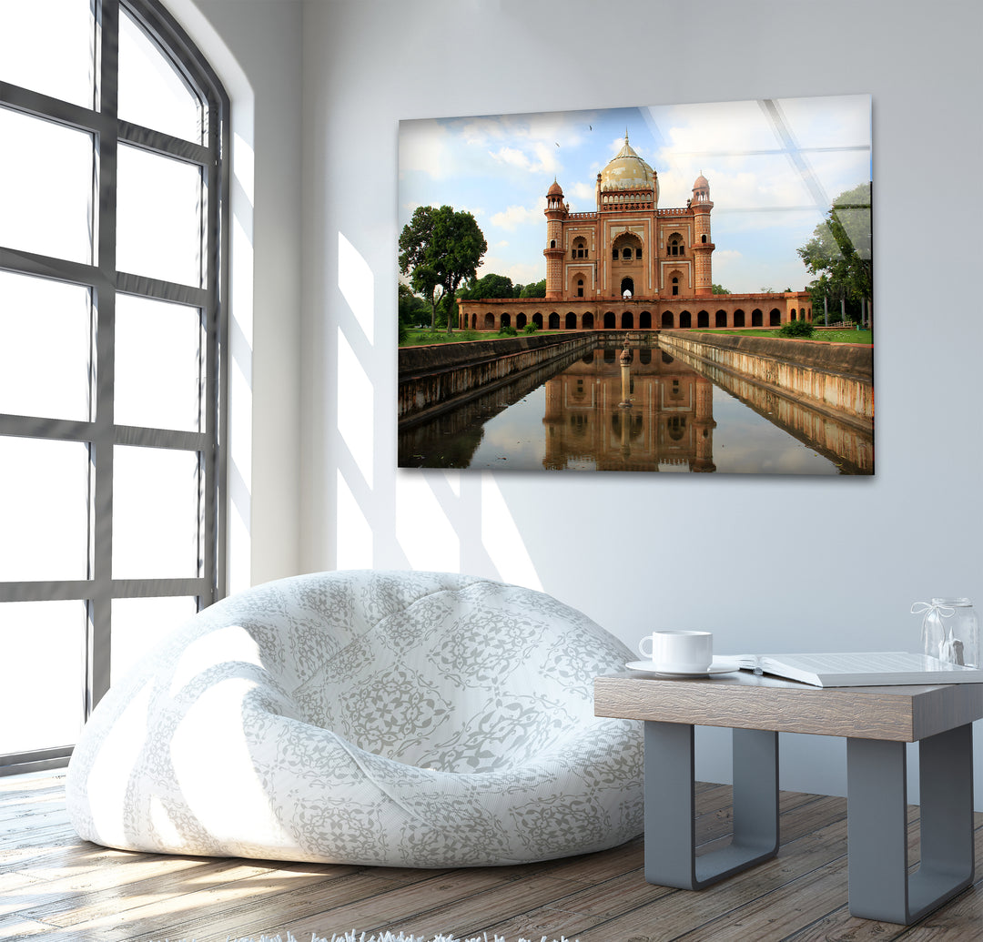 Humayun’s Tomb Glass Wall Art – Majestic Reflection of Delhi’s Iconic Mughal Landmark