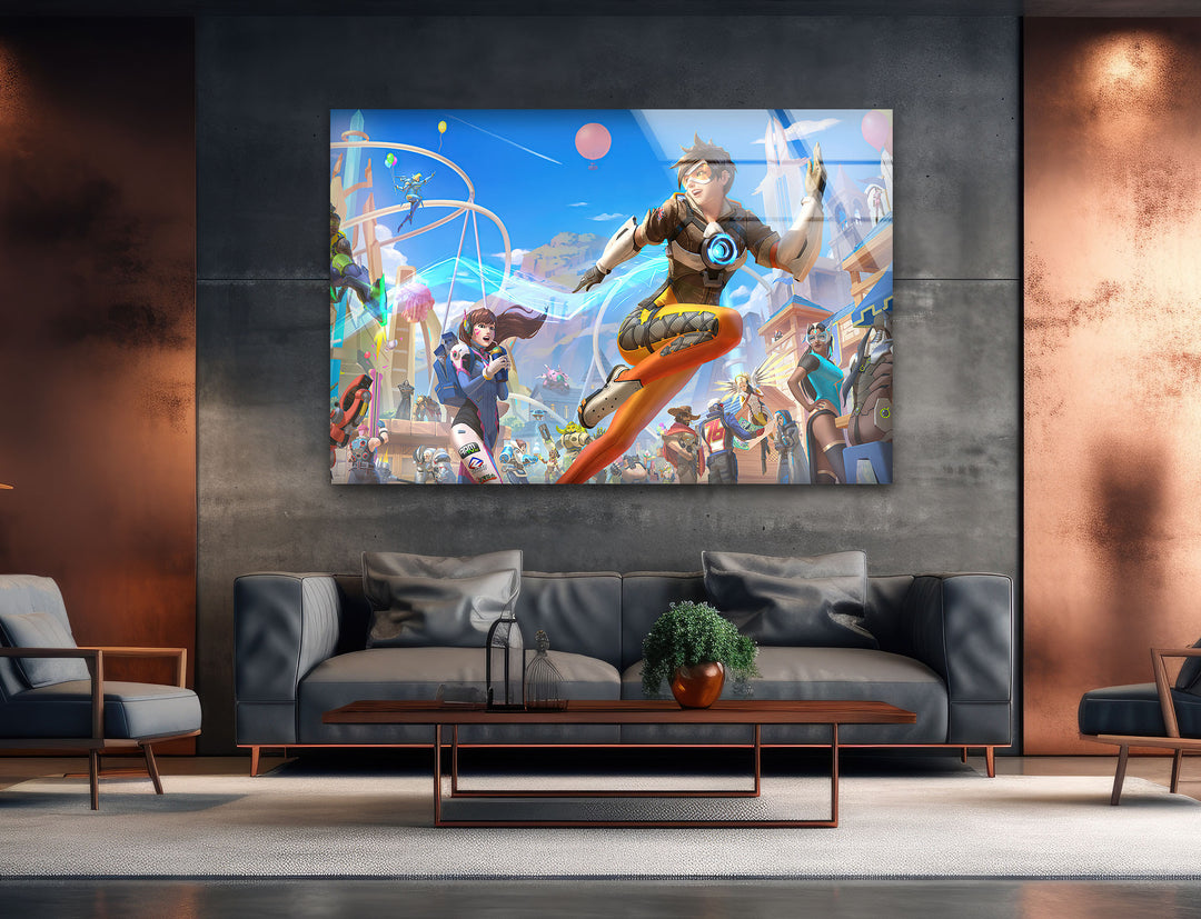 Overwatch 2 Tracer Glass Wall Art glass art painting, glass art for the Wall
