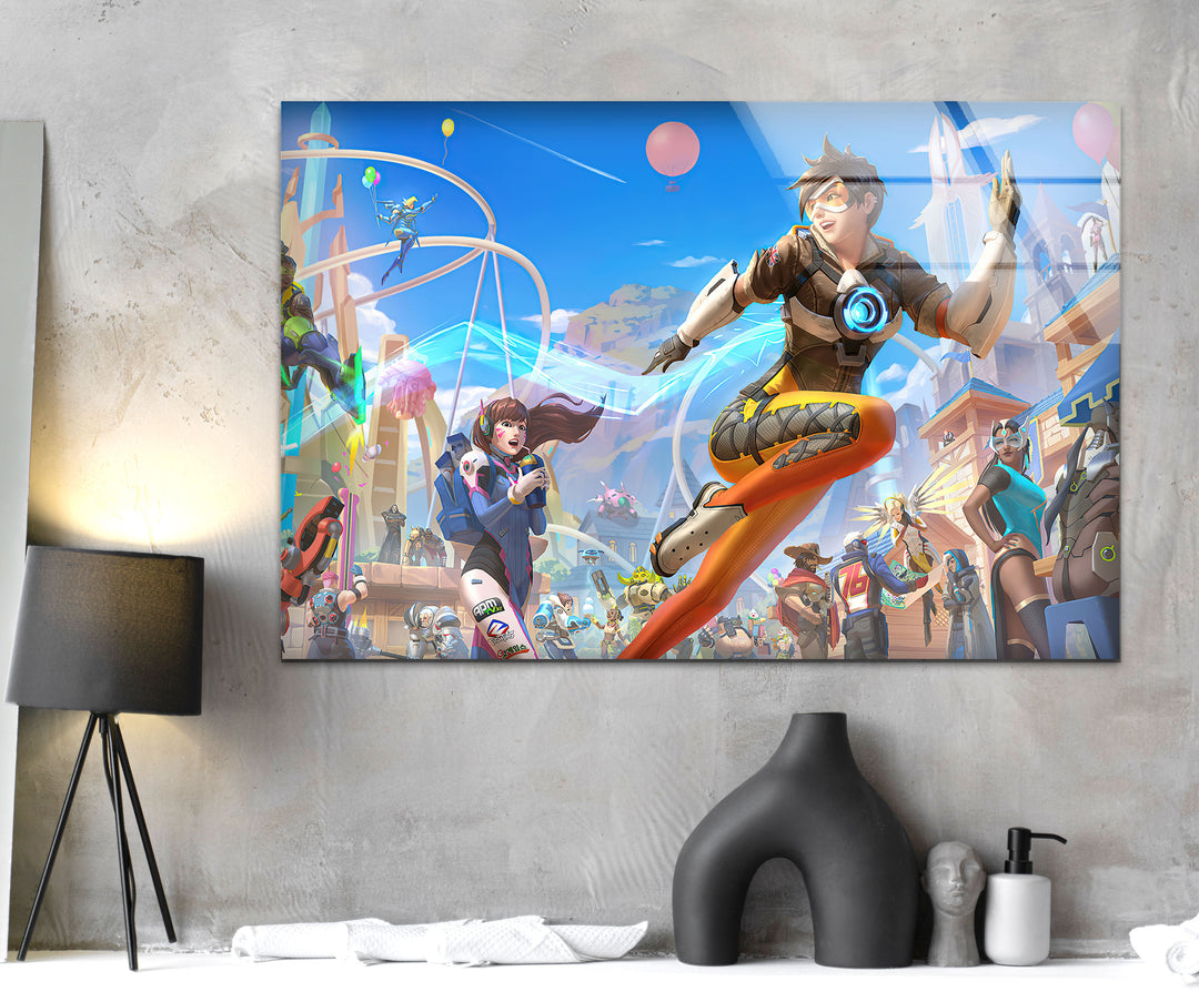 Overwatch 2 Tracer Glass Wall Art stained glass wall art, stained glass wall decor
