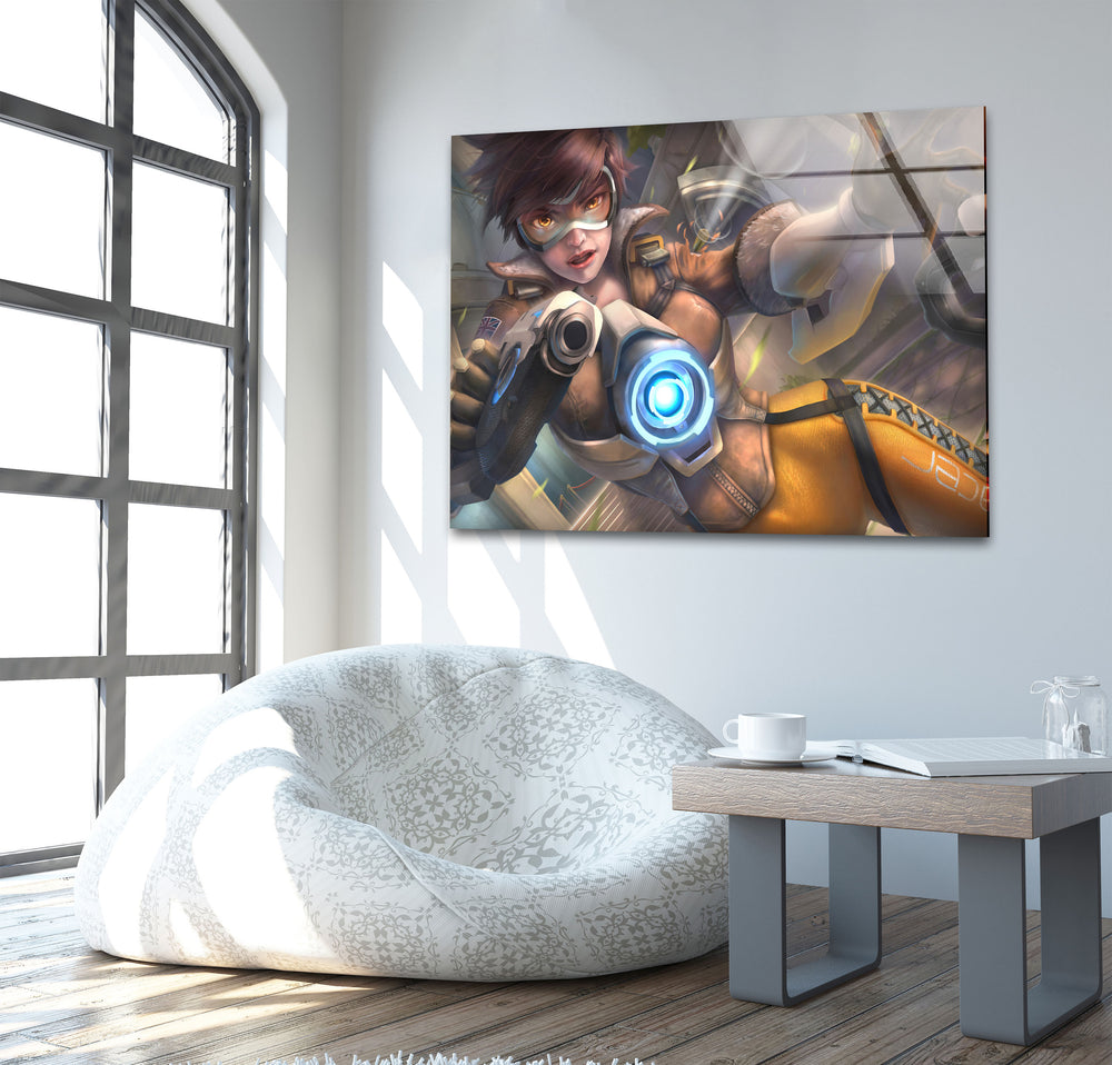 Tracer Overwatch 2 Glass Wall Art custom glass pictures, glass art prints