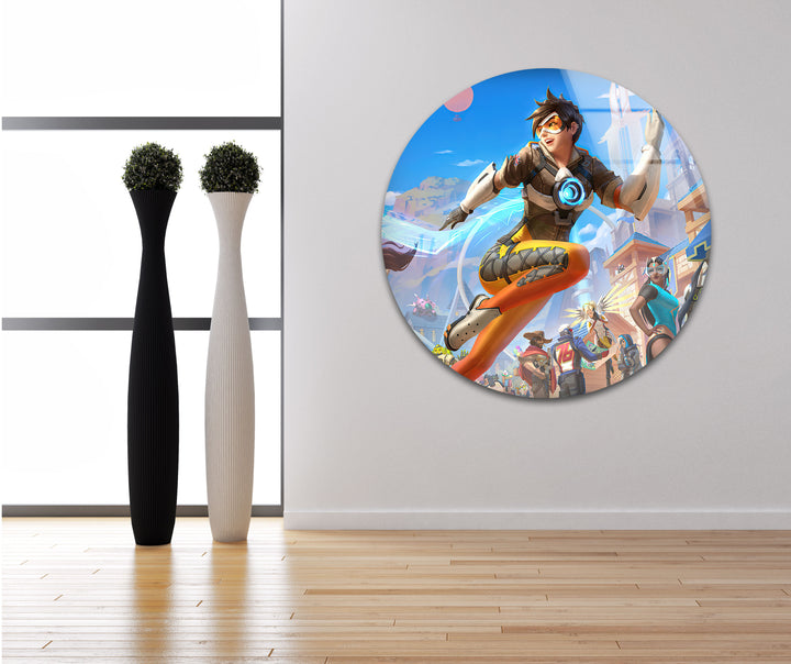 Overwatch 2 Tracer Glass Wall Art print on glass, glass printed photos
